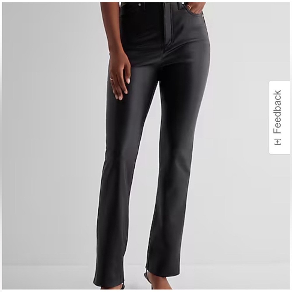Express Black Straight Leg Faux Leather Jeans